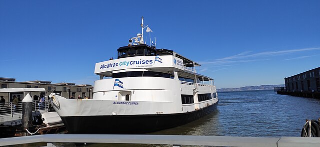 City Cruises ferry traveling to Alcatraz Island in San Francisco Bay