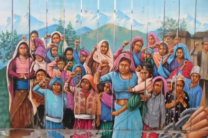 Colorful street art murals on Balmy Alley in the Mission District, San Francisco