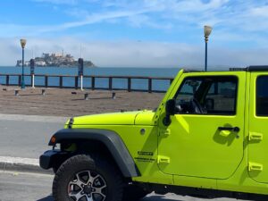 Alcatraz Island seen from the San Franciso Jeep tours route through Fisherman's Wharf