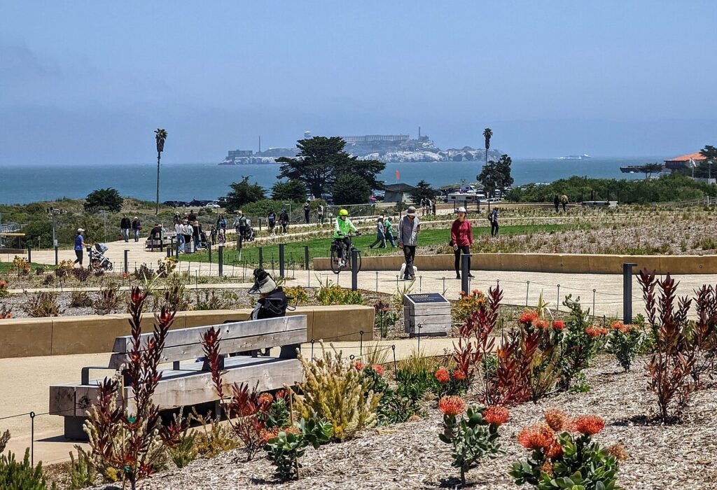 Presidio Tunnel Tops Park with Alcatraz in the background Dicklyon, CC BY-SA 4.0  via Wikimedia Commons