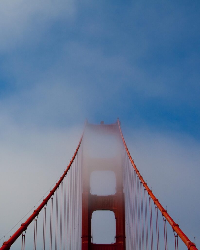 The ultimate guide to the Golden Gate Bridge. Karl the Fog wraps around the Bridge tower