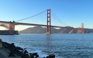 Golden Gate Bridge towering over San Francisco Bay