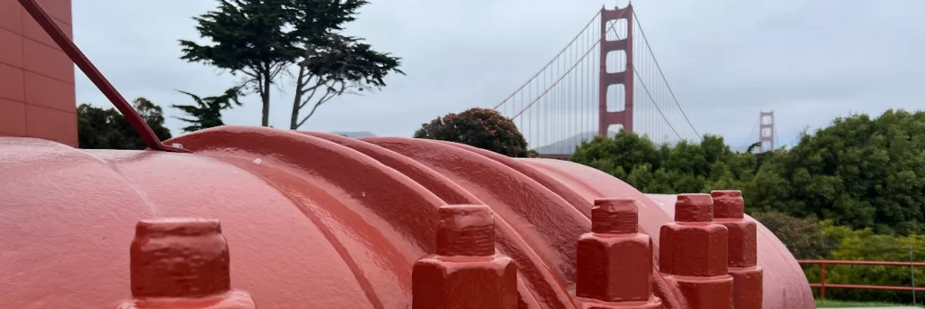 Golden Gate Bridge suspension cable model closeup at the Bridge Welcome Center