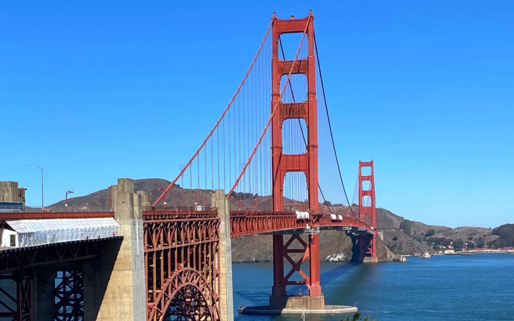 Golden Gate Bridge looking North to Marin County the arch in the foreground is over Fort Point  