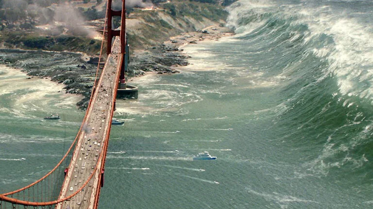 A tsunami caused by the San Andreas? Nope. (Image from San Andreas/courtesy of Warner Bros. Entertainment)