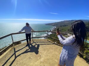 Pacific Ocean views from Muir Beach Overlook during a private small-group tour from San Francisco to Muir Woods and Sausalito